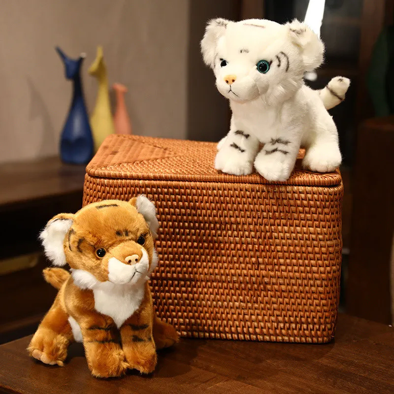 10-25cm Echt Lebensdauer Mini Tiger Plüsch Spielzeug Wilden Wilden Tier Simulation Weiß Braun Wald König Puppe Kissen kinder Geburtstag Geschenk