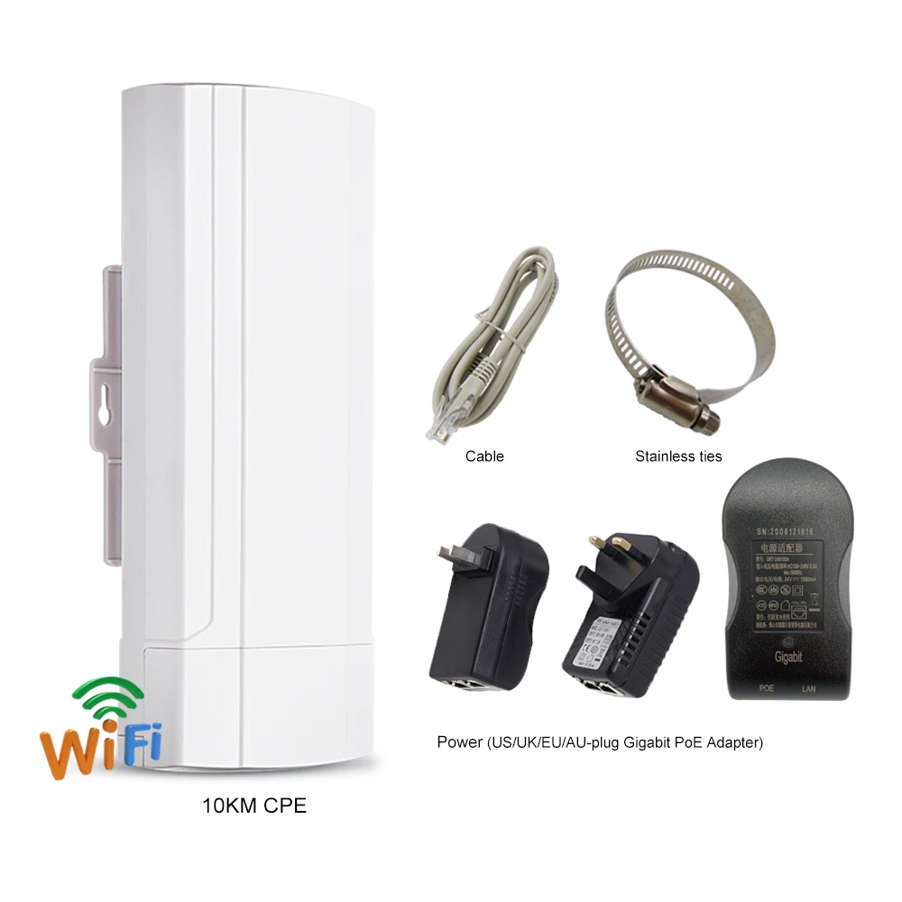 Waterproof Outdoor WiFi CPE 5G 900Mbps Wireless Bridge Point to Point Long Range 10KM AP CPE Router Repeater Extender 24V POE