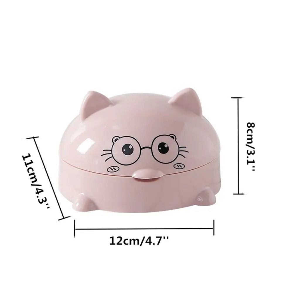 1PC New Cartoon Cat Soap Dish With Cover Portable Cute Shower Soap Box Storage Plate Tray Holder Case Bathroom Accessories