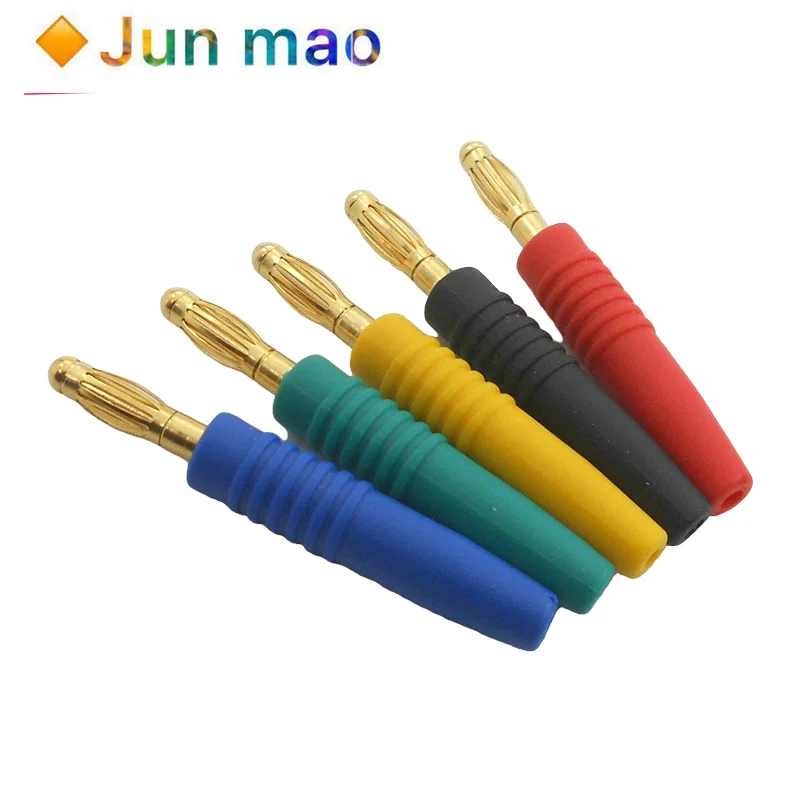 2 Stuks Hoge Kwaliteit Koper Vergulde 3Mm Banana Man Plug Lantaarn Banaan Hoofd 3Mm Connector