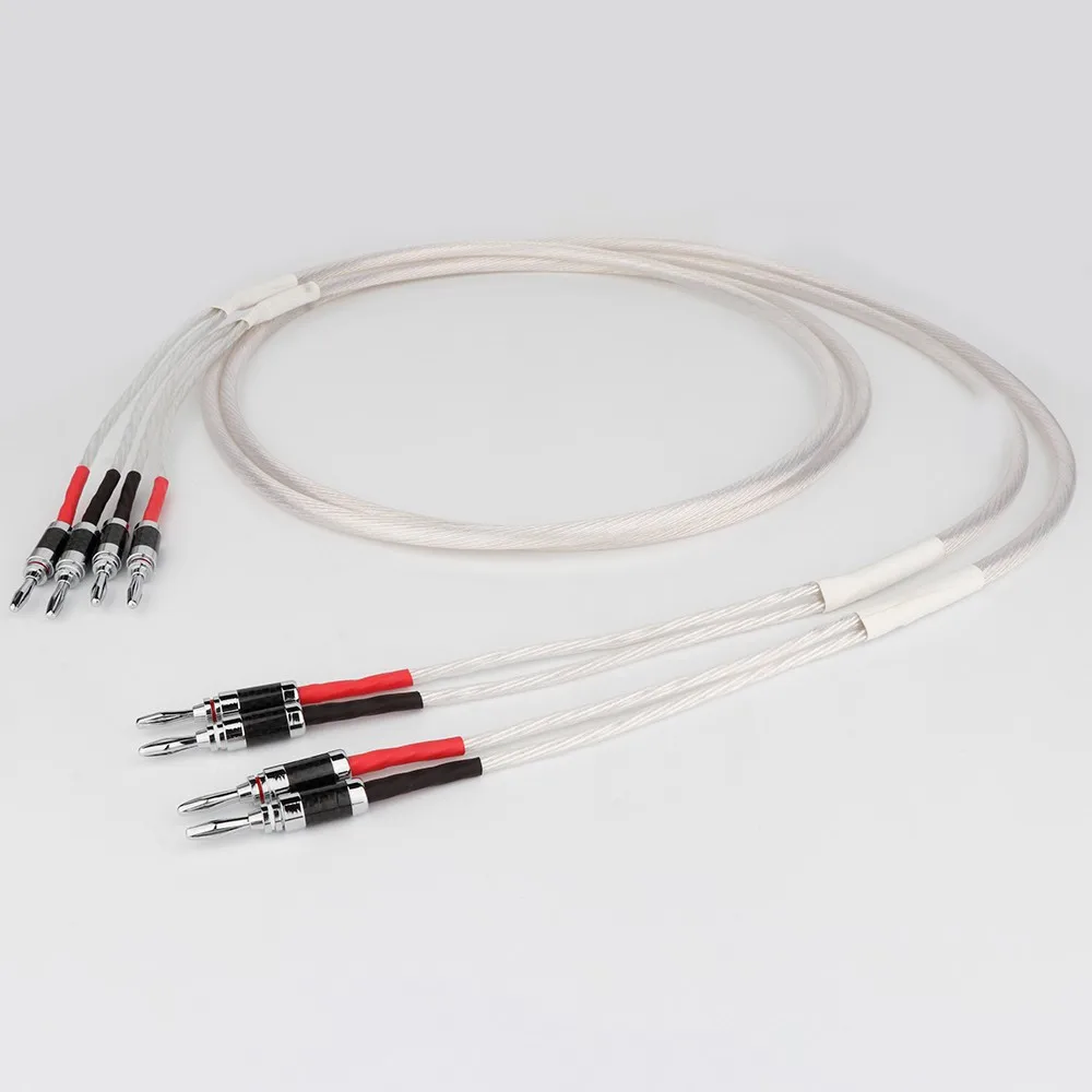 

Pair HIFI OCC Copper Silver-plated Speaker Cable High-end 5N OCC Speaker Wire For Hi-fi Systems Banana plug Speaker Cable