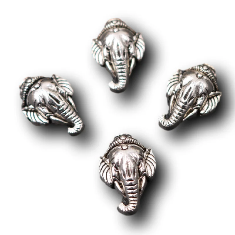 10pcs Silver Plated 3D Elephant God Ganesha Perforated Interval Spacer Beads Retro Bracelet Accessories DIY Charm Jewelry Making