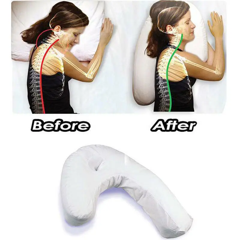 Shellhard Health Pillow Side Sleeper Pillows Neck & Back Pillow Hold Neck Spine Protection U Shape Cotton Pillow w/o Box