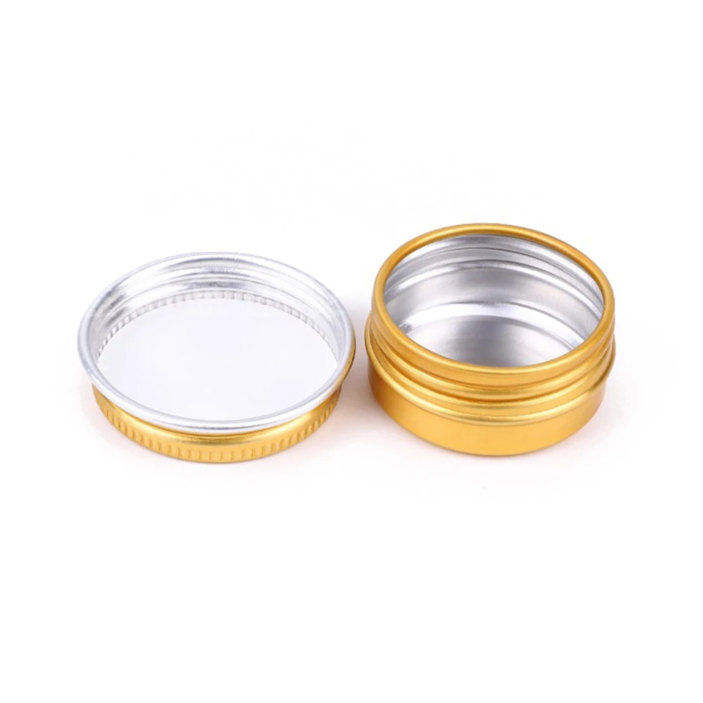 50Pcs Gold Aluminum Tin Cans Screw Top Cosmetic Sample Containers Empty Travel Candle Jars Round Steel Box with Lids Wholesale