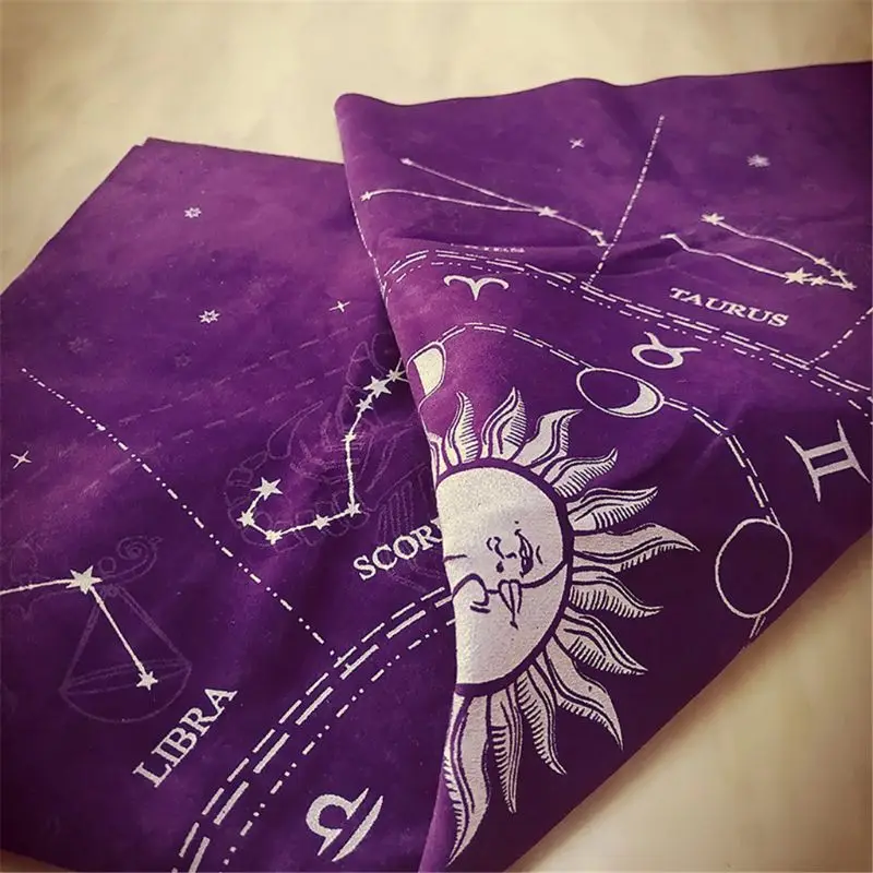 12 Constellations Tarot Card Tablecloth Velvet Divination Altar Cloth Board Game Fortune Astrology Oracle Card Pad