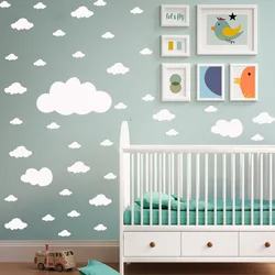 68pcs Mixed size Cartoon White Clouds Wall Sticker For Kids Baby Rooms Home Decor Bedroom Peel & Stick Removable Art Wallpaper