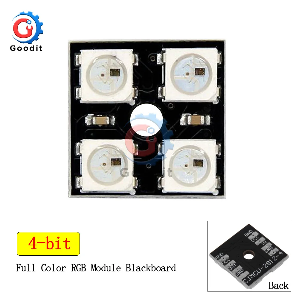 Módulo de painel de lâmpada LED para arduino, 4 canais, cores, RGB, módulos precisos para arduino, DC, 5V, 4Bit, WS2812, 5050, 2x2