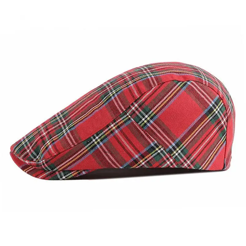 Cotton Spring Summer Plaid Newsboy Caps Flat Peaked Cap Men and Women Painter Beret Hats 35