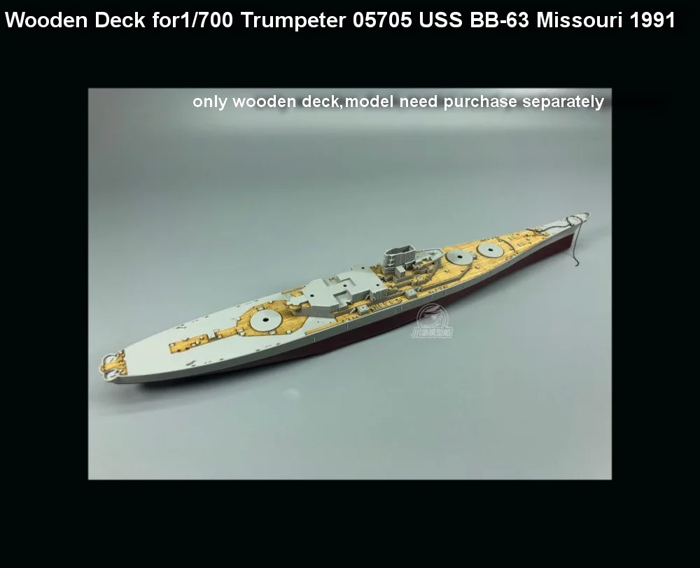 

Деревянная колода CY700035 масштаба 1/700 для Trumpeter 05705 USS BB-63 Миссури 1991, наборы моделей корабля