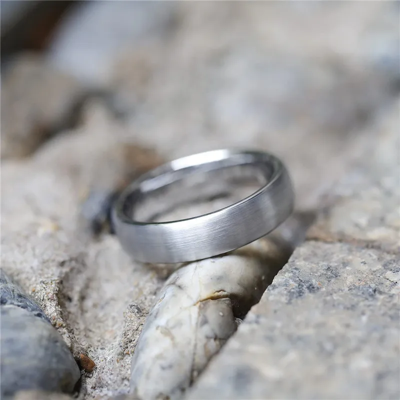 Tigrade Gebürsteter Wolframring in Silber/Schwarz/Blau/Roségold Zweifarbiger Damenring 6mm Weiblicher Ehering für Männer und Frauen Anel – Detail 5