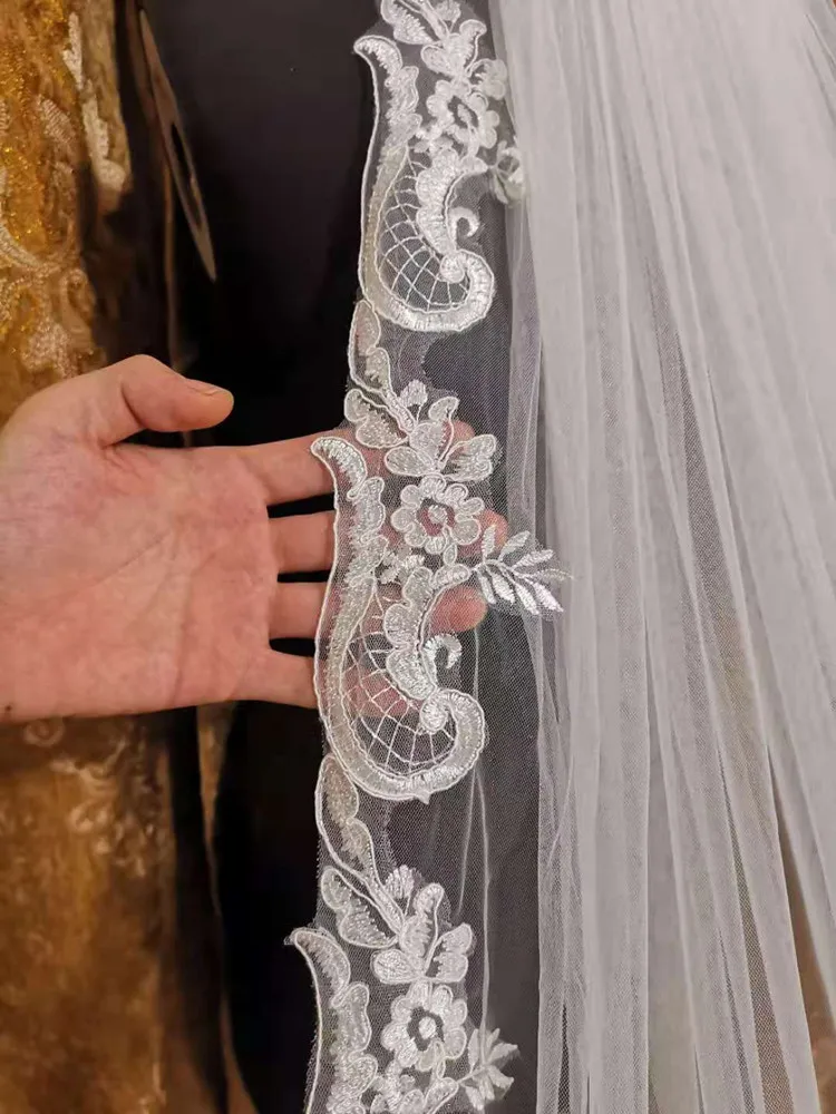 Veli da sposa bianco avorio 5M cattedrale lungo bordo in pizzo velo da sposa con pettine accessori da sposa sposa Veu accessori da sposa