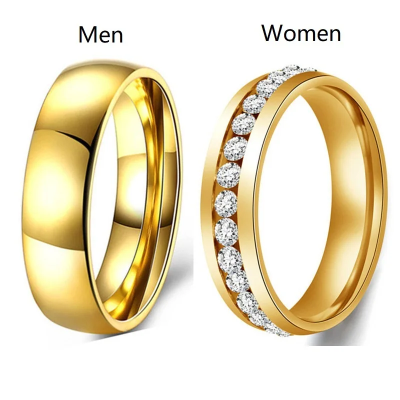 MIXMAX 40pcs(20 pairs) Mens Womens Couple Rings Stainless Steel Golden Plated Wedding Band Fashion Jewelry Wholesale
