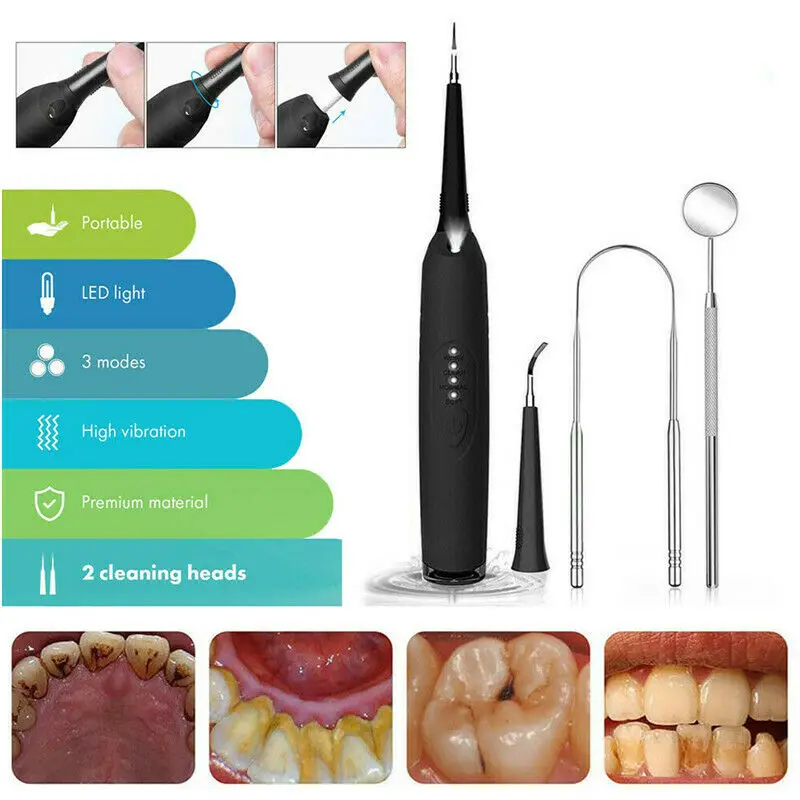 Electric Ultrasonic Sonic Dental Scaler Tooth Calculus Remover Cleaner Tooth Stains Tartar Tool Whiten Teeth Tartar Remove