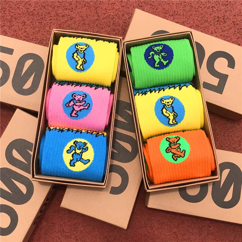 3 paare/schachtel Mode Männer und Frauen Mode Persönlichkeit bunte sb Dunkl Tanz Bär Match Gezeiten Jugend Socken Geschenk paket – Detail 2