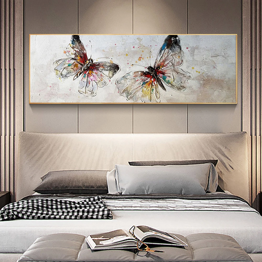 

Handmade Butterfly Oil Painting On Canvas Modern Bedroom Decoration Canvas Wall Art Unframed Abstract Artwork Acrylic Painting