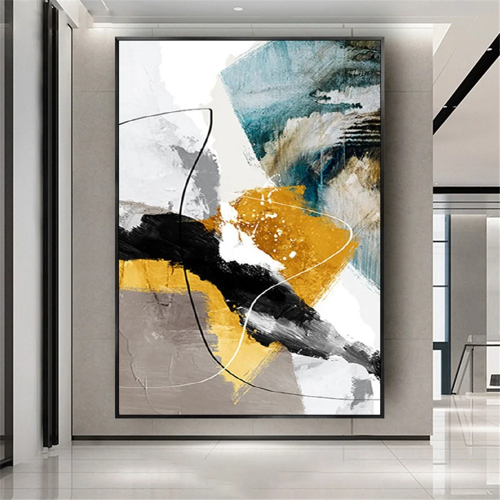 

100% Hand-Painted Modern Canvas Wall Poster Abstract Oil Paintings Gold Hanging Pictures For Living Room Home Decor Mural Gift