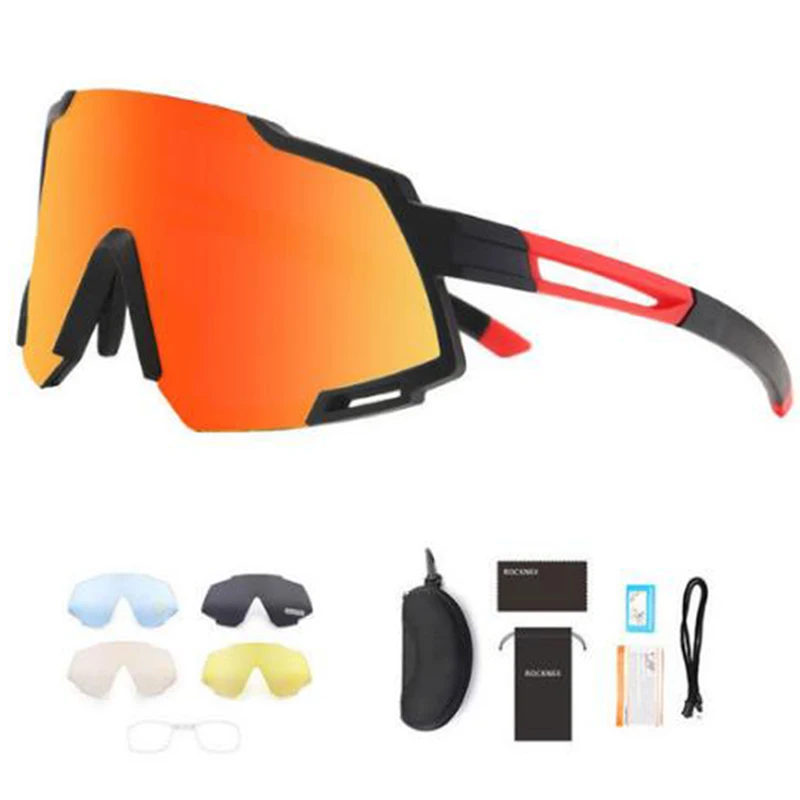 New 5 in 1 Polarizing Cycling Sunglasses Road Outdoor Sports Bike Riding Glasses Wind-Resistant Sunglasses Bike Eyewear Glasses