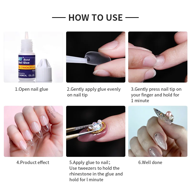 False Nail Glue Fast-Dry Adhesive Glue Acrylic False Tips Extension 3D Nail Art Rhinestone Decorations Nail Tips Adhesive Tool