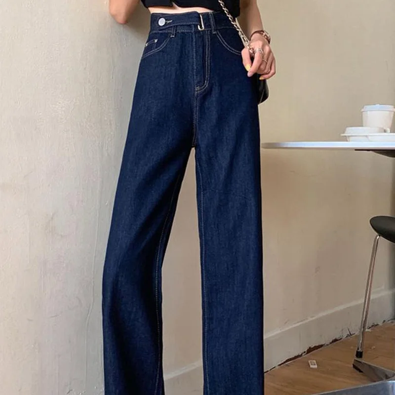 Jeans Women Summer New Arrival Ulzzang High Waist Solid Leisure Wide Leg Street Wear Schoolgirls Bf All Match Design Hipster