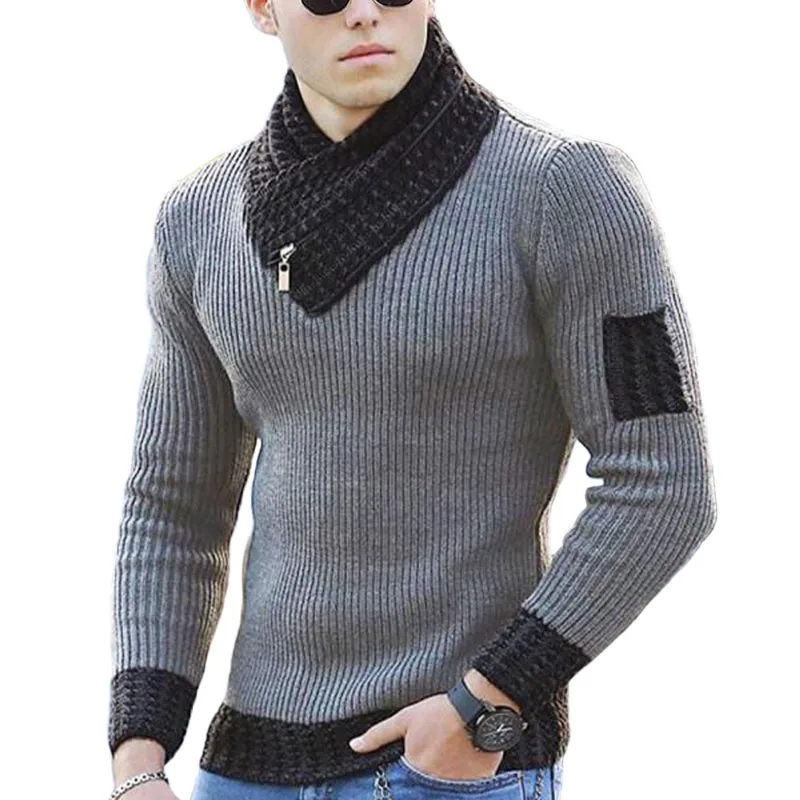 

Autumn Winter Turtleneck Men Sweaters Casual Slim Knitted Sweater Men Solid FullSleeve Scarf Collar Jumper Sweater 3XL Pullovers