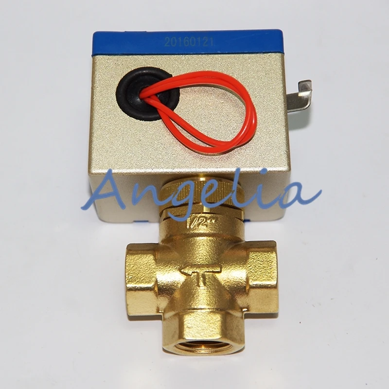 

AC220V 1/2" BSP DN15 Brass 3 Way Motorized Valve Electrical Actuator Valve For Central Air-conditioning Fan