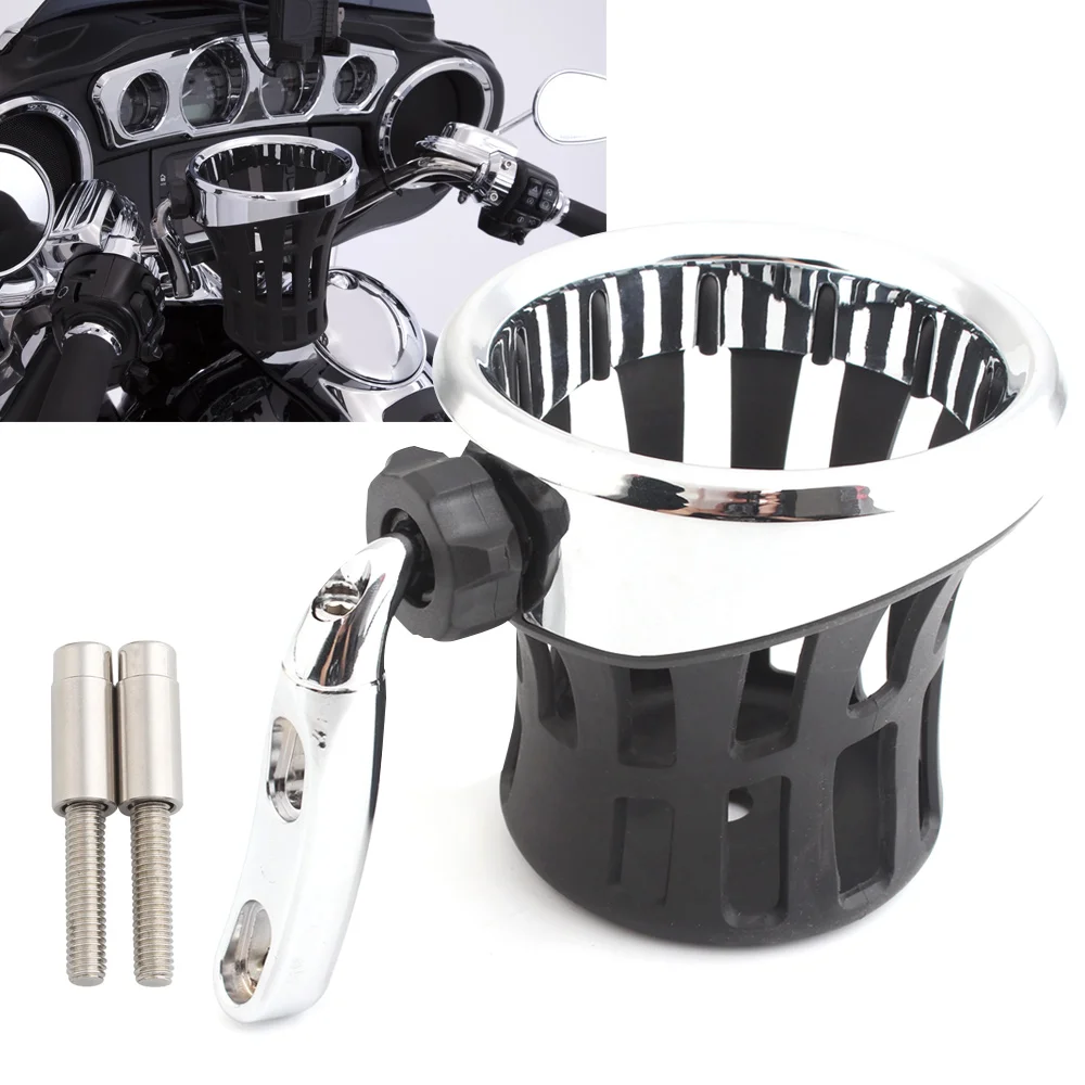 Motorcycle Driver Drink Holder Chrome Handlebar Mounted Cup Holder For Harley Davidson Dyna Softail Sportster 1996-2020