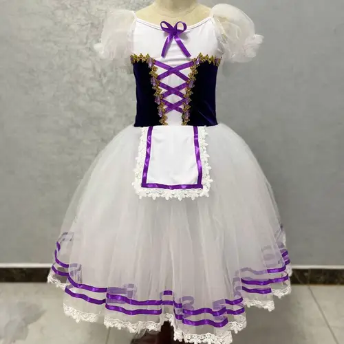 Vestido de Ballet de Giselle para niña, tutú de Ballet profesional, largo y romántico, ropa de actuación de baile de cisne de bailarina