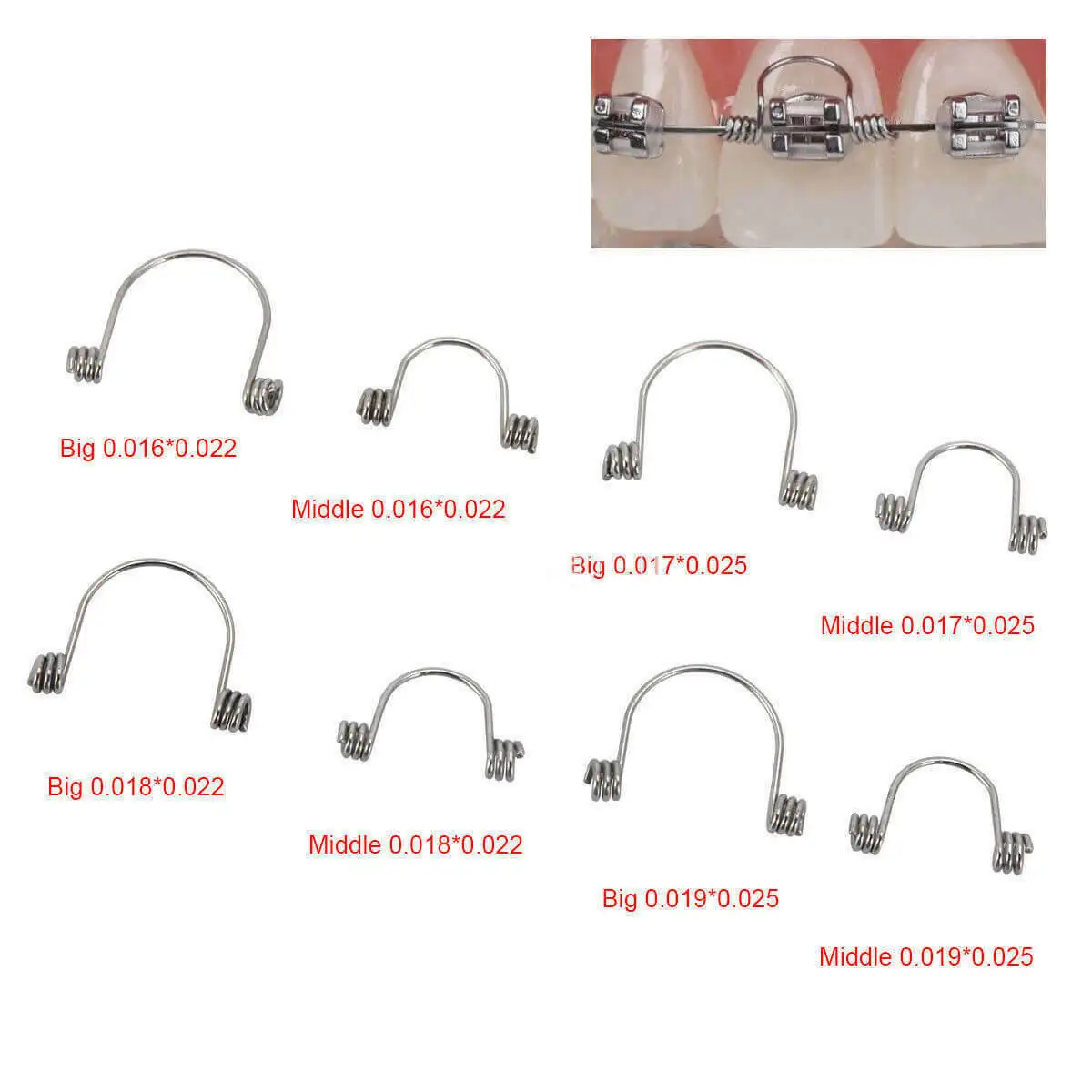 

5 Packs Dental Orthodontic Anterior Teeth Torque Rectangular Springs 16x22 17x25 18x25 19x25 Big Middle Small