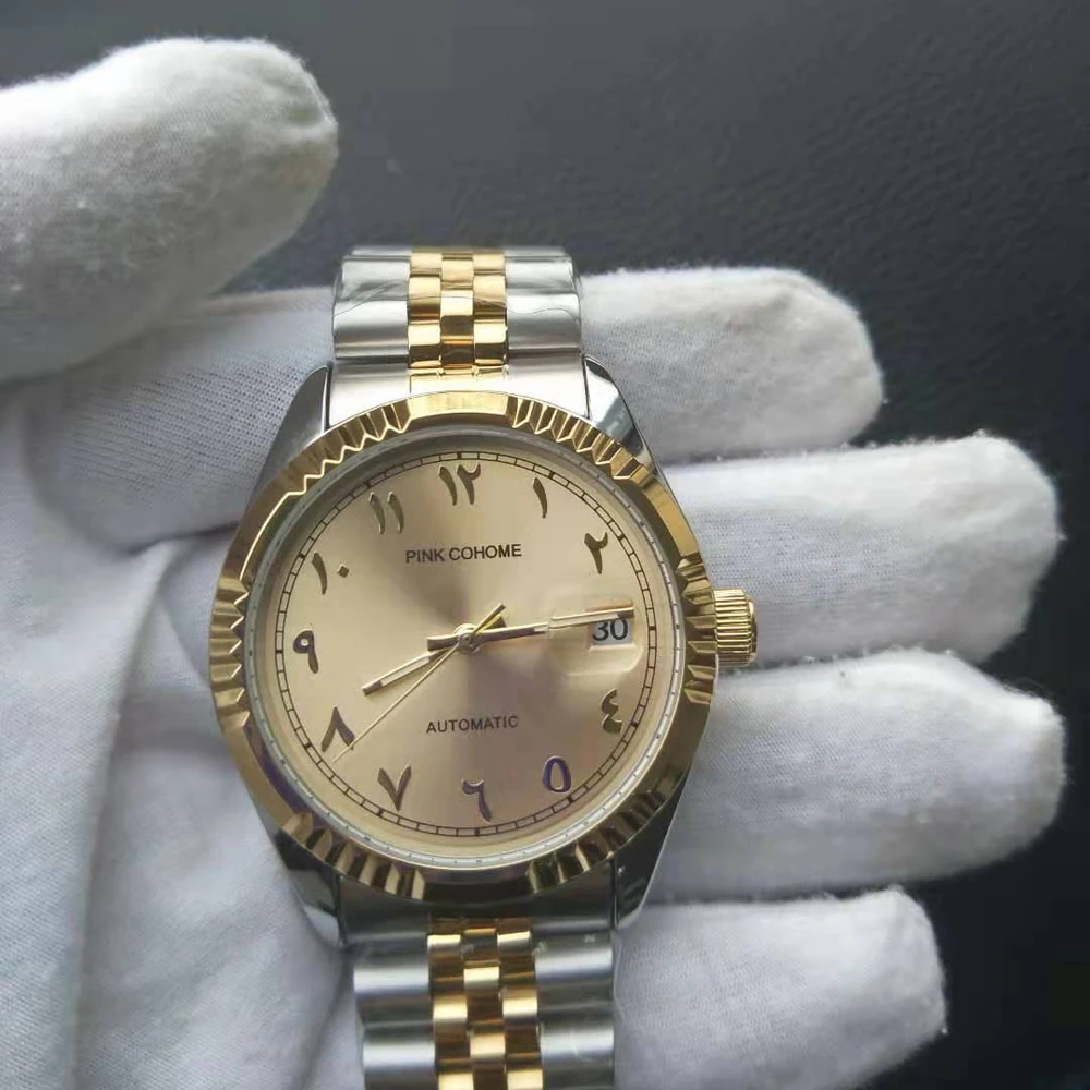 Steel Watches Arabic Numerals Automatic Timepieces Solid Watchband Waterproof Arab Numbers Wristwatch Islamic стальные