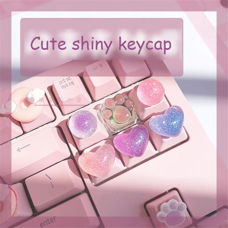 Personalized Keycaps Cute Wings Crystal Key cap Handmade Mechanical Keyboard R4 Keys PBT Color Keycaps Anime