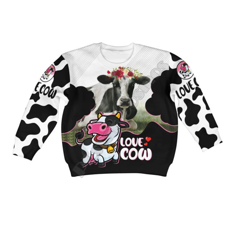 Dairy cattle 3d printed Hoodies family suit tshirt zipper Pullover Kids Suit Sweatshirt Tracksuit