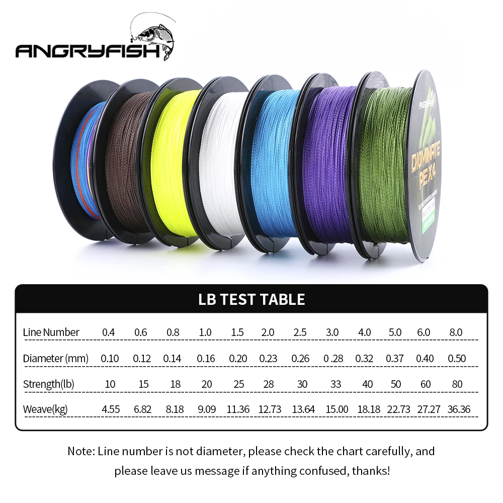 Angryfish 4 Strands Multifilament เอ็นตกปลา327Yds/300MBraided เอ็นตกปลา PE น้ำเค็ม/น้ำจืด15 20 25 30 40 50 60 80LB