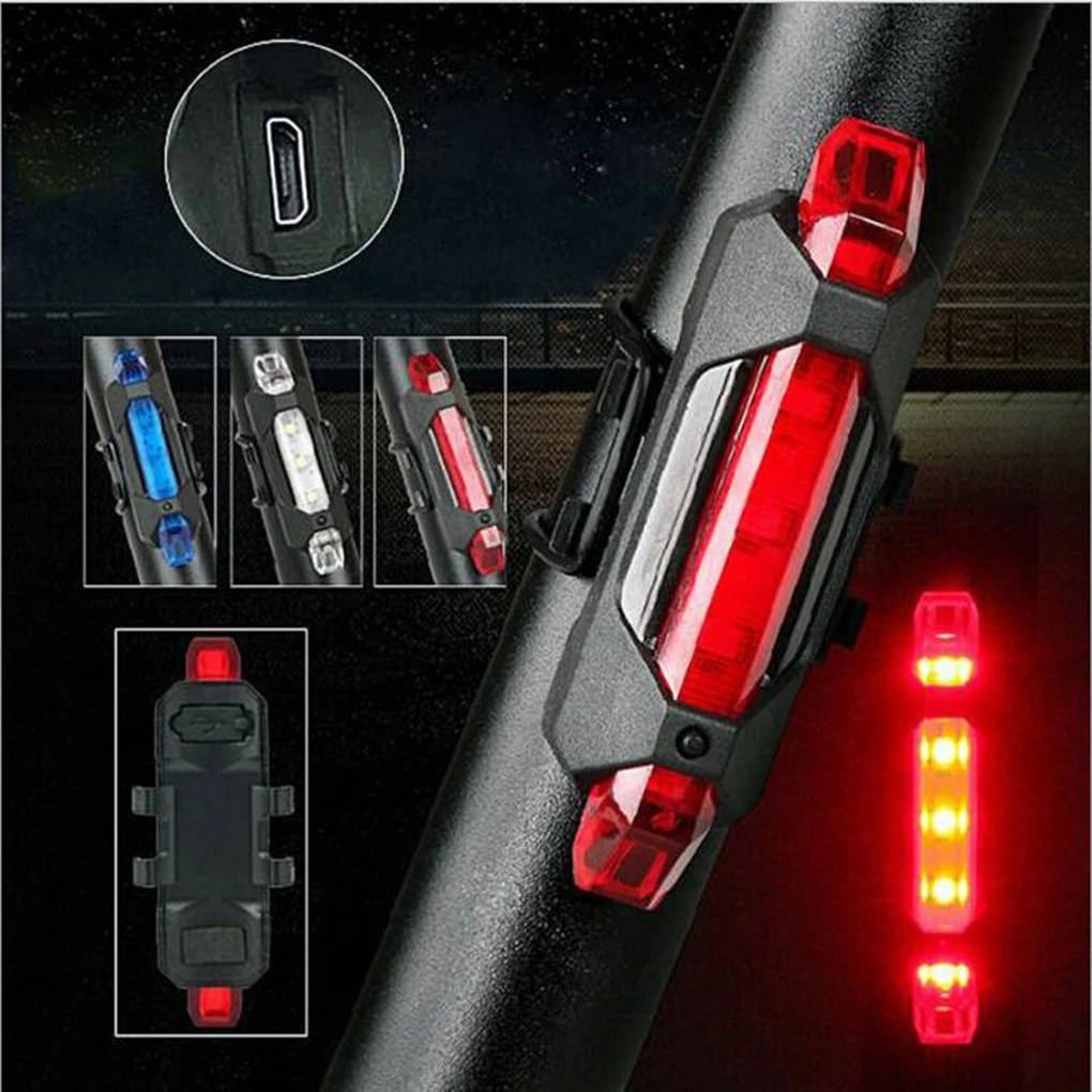 5 LED Fahrrad Licht Wasserdichte Hinten Schwanz Licht LED USB Aufladbare Mountainbike Radfahren Licht rücklicht Sicherheit Warnung Licht