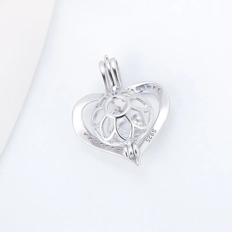 CLUCI Silver 925 Heart Shaped Pearl Locket for Women Necklace Making 925 Sterling Silver Pendant Mother\'s Day Gift SC350SB