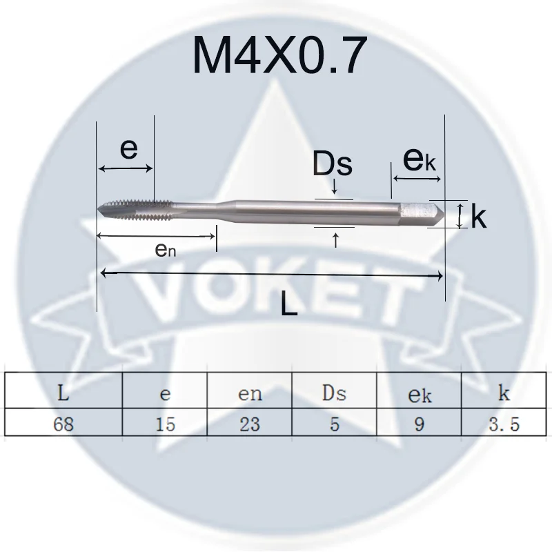 VOKET HSS DIN371 rubinetto a punta a spirale M2 M2.5 M3 M4 M5 M6 M8 M10 M12 X0.4 X0.45 X0.5 X0.7 X0.8 X1 X1.75 rubinetti filettati a vite