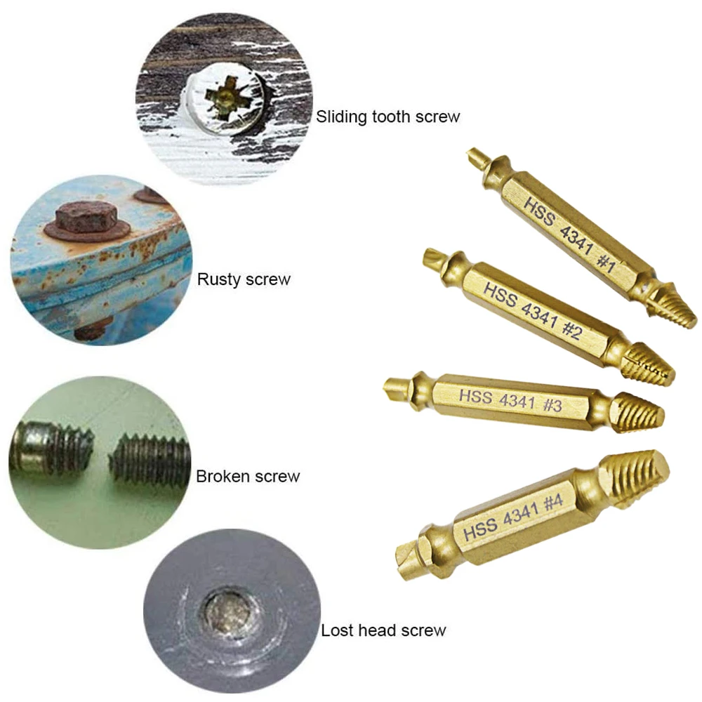 4/5/6 PCS Damaged Screw Extractor Drill Bit Set Stripped Broken Screw Bolt Remover Extractor Easily Take Out Demolition Tools