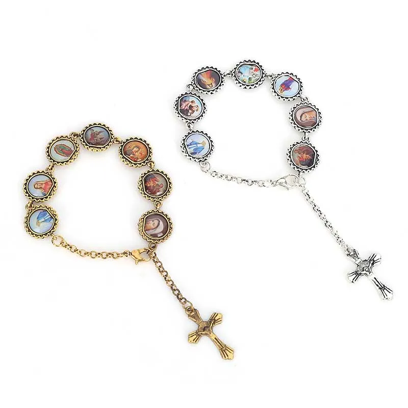 Religious cross bracelet Jesus Virgin Mary icon bracelet men and women religious ornaments Christmas gifts