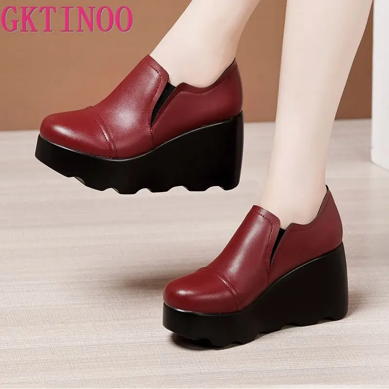 

Plus Size 32-43 Chunky Platform Shoes Women Pumps Fall Winter 2024 High Heels Wedges Shoes Ladies Leather Office Shoe Fur Plush