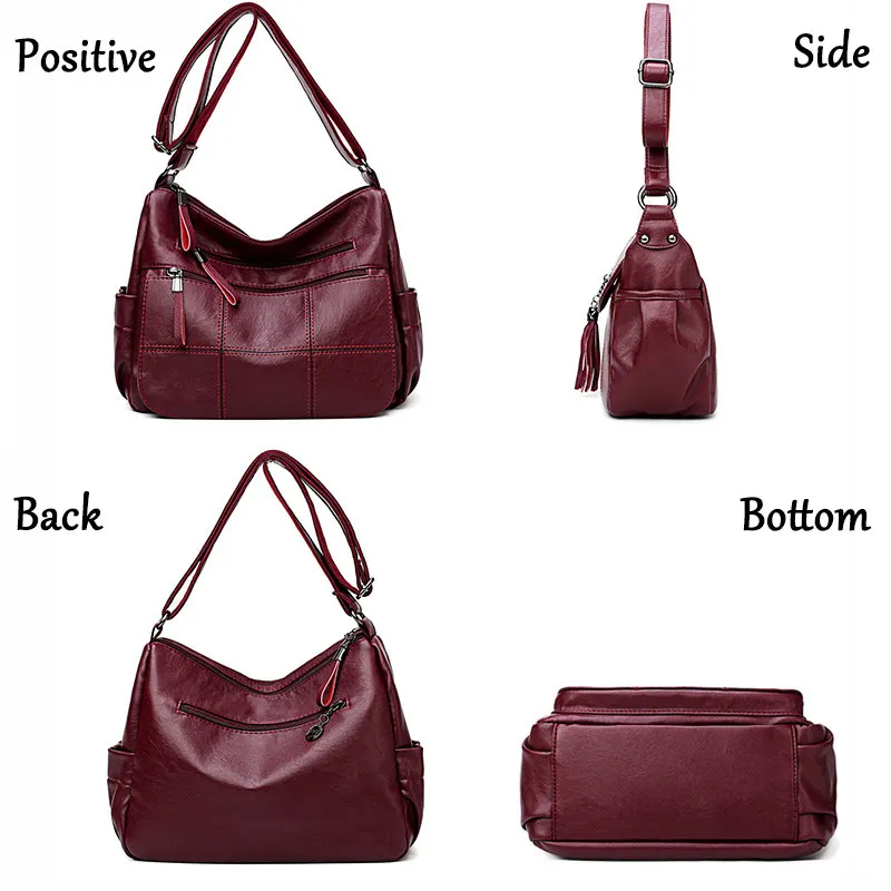 Many Pockets Shoulder Crossbody Bags for Women 2023 Brand Leather Ladies Designr Handbags Winter Style Messenger Bags Sac A Main