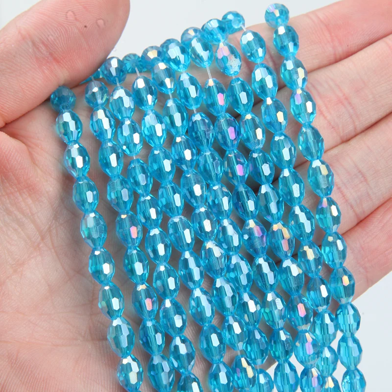 70pcs 4/6mm Rice Grains Austrian Sparkling Spacer Crystal Beads Water Drops Glass Beads DIY Charm Bracelet Making Accessories