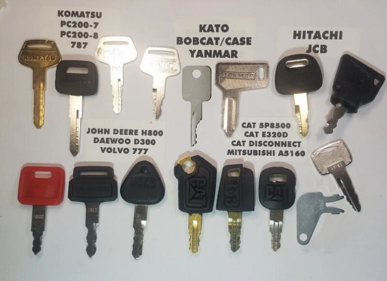 ( 16 ) Keys FOR John Deere, Cat Equipment, JCB, Komatsu, for Volvo Key Excavator Key Set