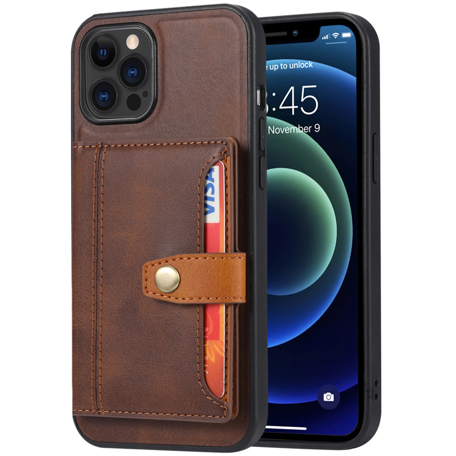 

for iPhone 13 12 11 Pro Max XR 8 Case Wallet, 4 Card Holder Credit Slot PU Leather Phone Cover Kickstand Portfolio for Women Men