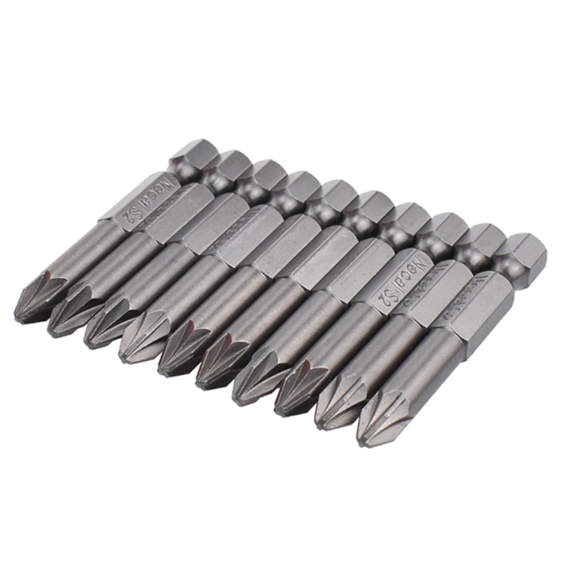 10PC 50MM Length PZ0 PZ1 PZ2 PZ3 Screwdriver Bit Magnetic Pozidriv Pozi Screwdriver Set 1/4\