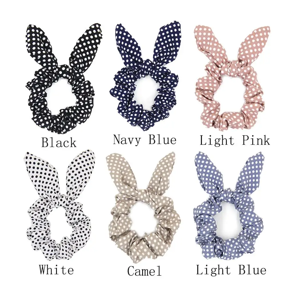 Furling Girl 1PC  Bohemia Dot Rabbit ears Polyester Hair Ponytail Holder Hair ties Elastic Hair Bands for Women