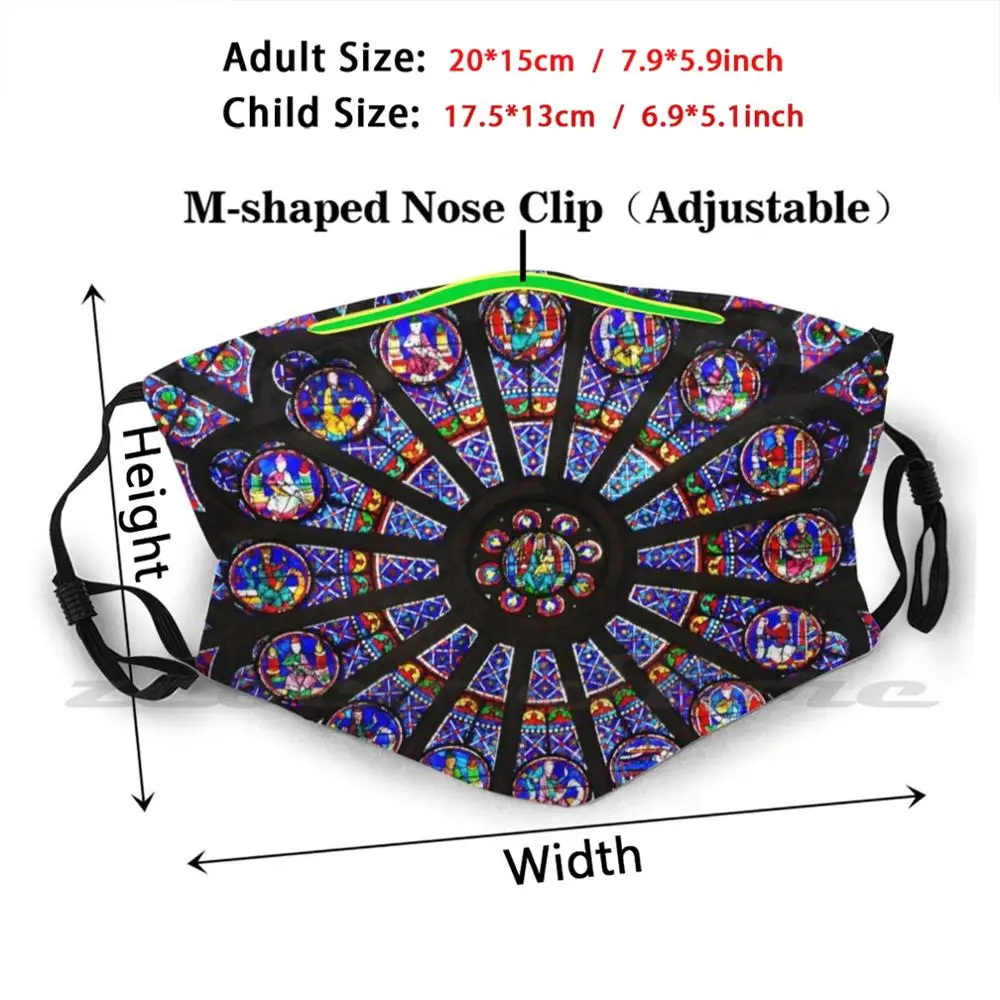 Stained Glass Window Wasbare Trending Aangepaste Pm2.5 Filter Masker Parijs Notre Dame Stained Glass Windows Religie Religieuze