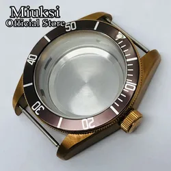 Miuksi 41mm brown case sapphire glass fit NH35 NH36 ETA 2836 Miyota 8205 8215 821A Mingzhu DG2813 3804 movement