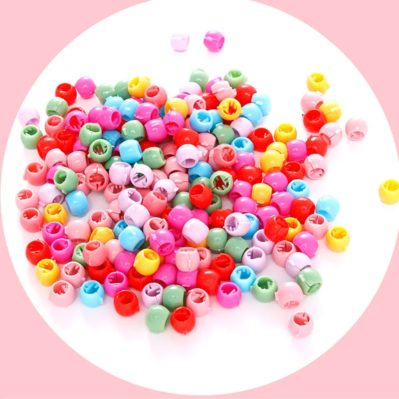 50-100Pcs Candy Colors Hair Braids Plastic Beads Headwear Women Colorful Small Ornament Clips Hair Claw Hair Accessories