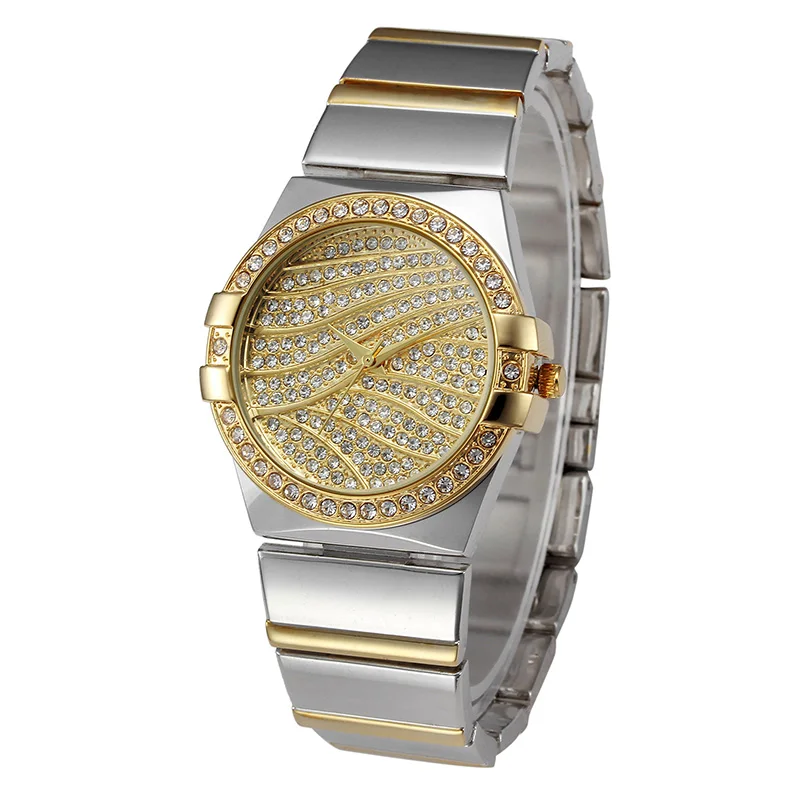 Full Cubic Zirconia Dial Bling Quartz Wristwatch Women Ladies Casual Brand Waterproof Watch Gold Silver Drop Shipping