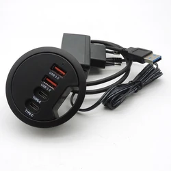 Hub de mesa USB com 2 portas, tipo C adaptador para desktop, PC, notebook, Mount Splitter, USB 3.0 Hub