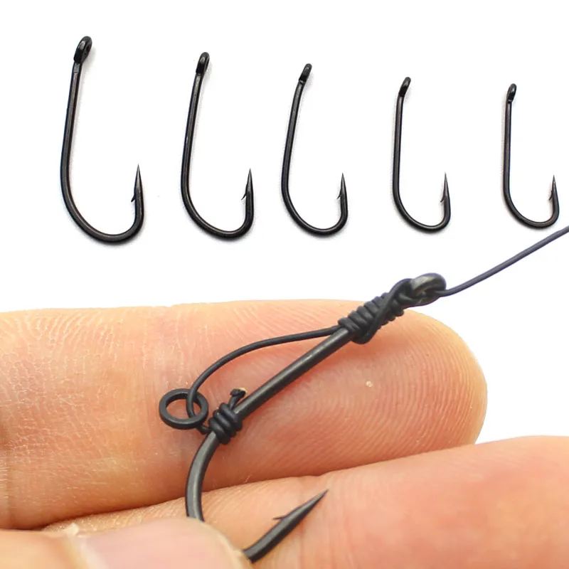 20PCS Micro barbed Carp Fishing Hook D rig Hook Coated Coating with Eye for Blow Back Rigs Pop up